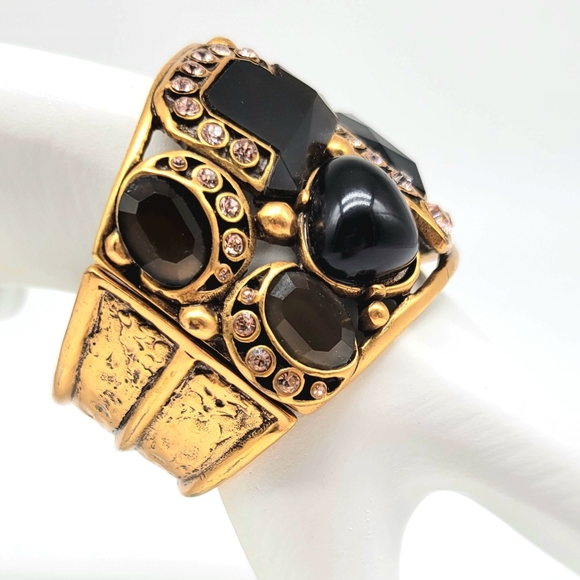 Oscar de la Renta RARE Glass Stone and Swarovski Crystal Chunky Statement Bangle - Picture 10 of 13